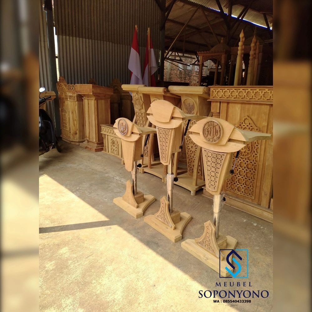 Mimbar Podium Minimalis Modern Kayu Jati